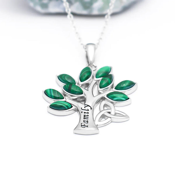 Sterling Silver Tree of Life Malachite Pendant