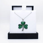 Sterling Silver Malachite Shamrock Pendant