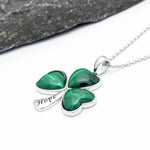 Sterling Silver Malachite Shamrock Pendant