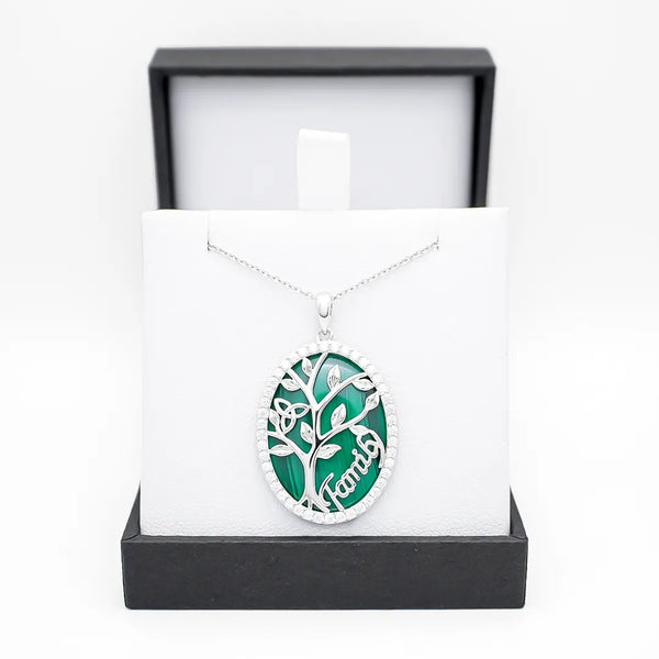 Sterling Silver Malachite Tree of Life Pendant