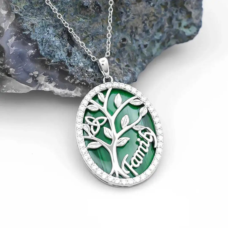 Sterling Silver Malachite Tree of Life Pendant