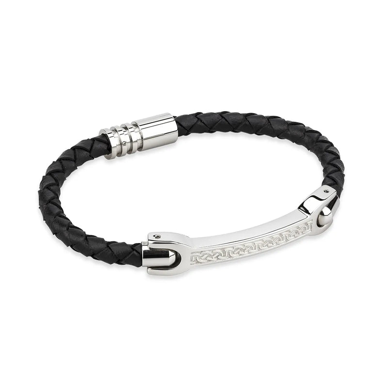 Gents Steel Celtic Leather Bracelet