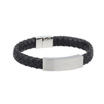 Mens Steel Celtic Black Leather Bracelet