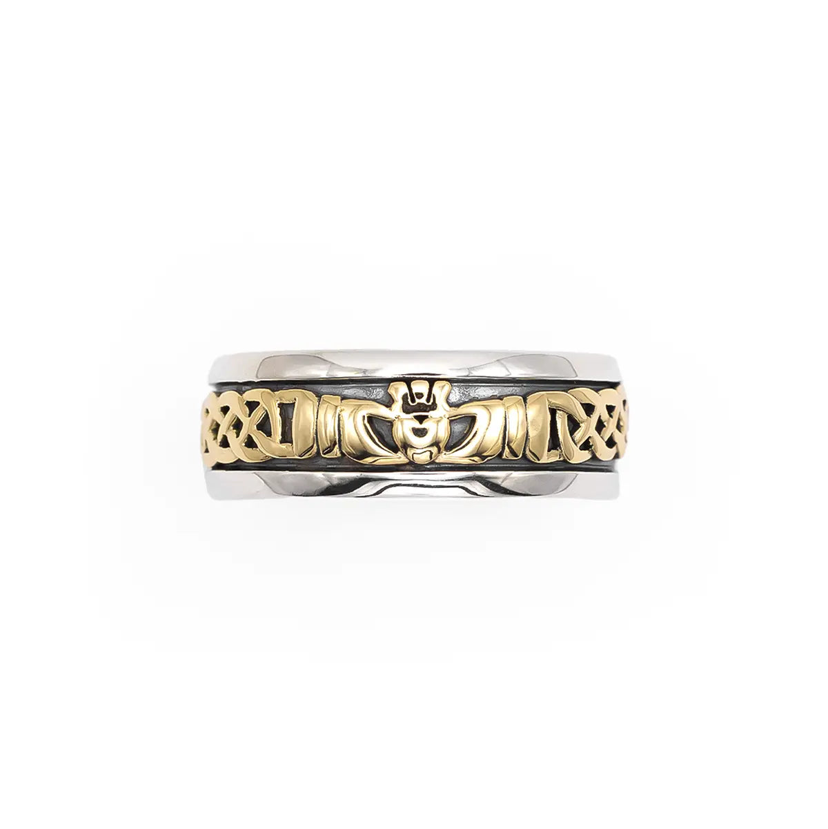 Mens Gold And Silver Claddagh Celtic Ring – view 4