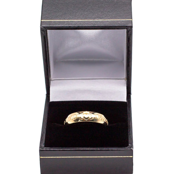 Men's Gold Claddagh Celtic Wedding Band