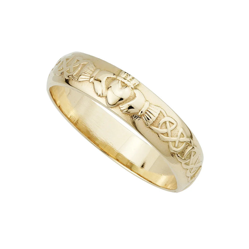Men's Gold Claddagh Celtic Wedding Band
