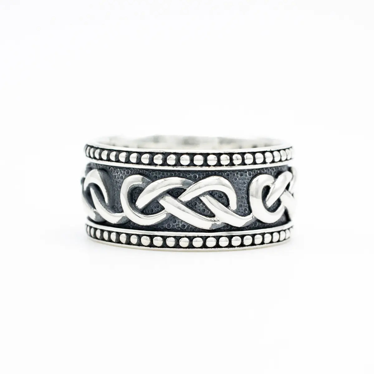 Mens Oxidized Silver Celtic Infinity Knot Ring – view 4