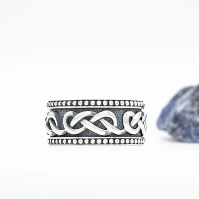 Mens Oxidized Silver Celtic Infinity Knot Ring