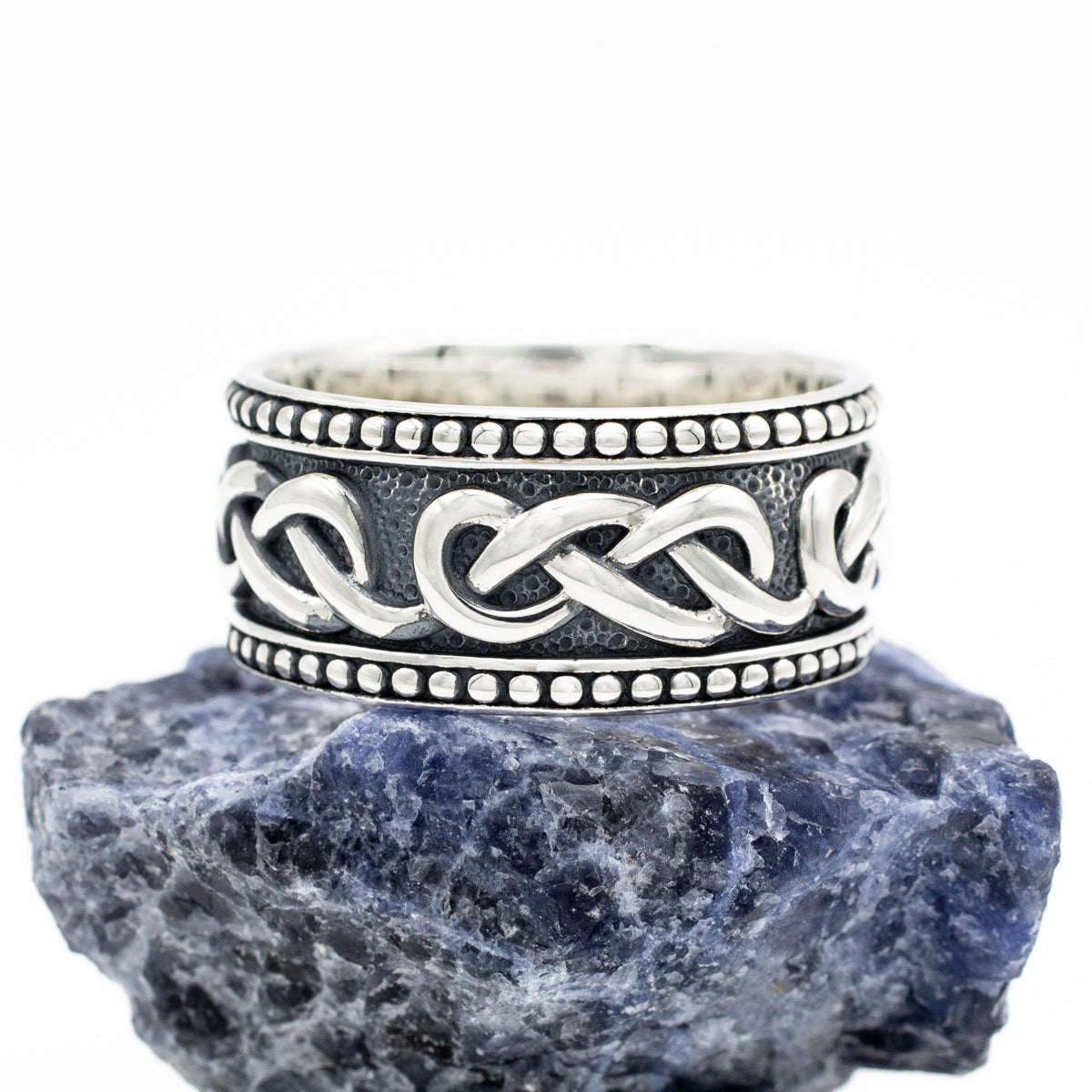 Mens Oxidized Silver Celtic Infinity Knot Ring – view 3