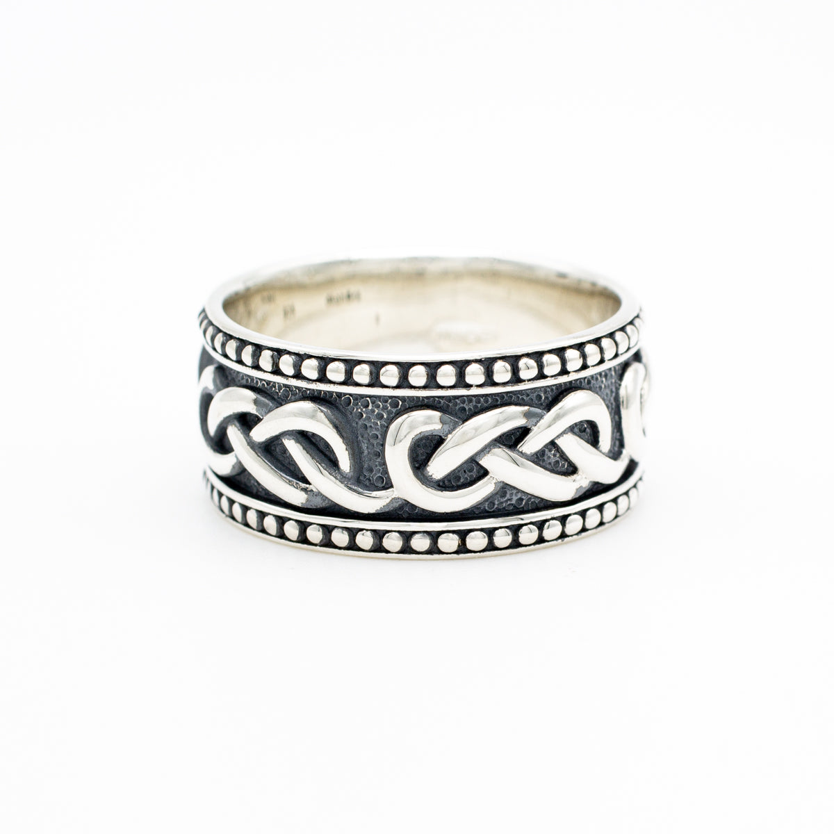 Mens Oxidized Silver Celtic Infinity Knot Ring – view 2
