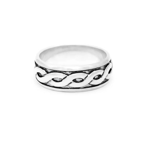 Mens Oxidized Sterling Silver Celtic Knot Ring