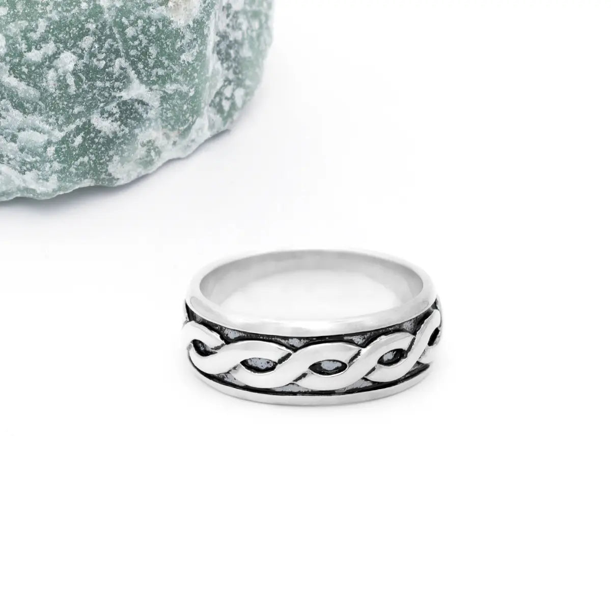 Mens Oxidized Sterling Silver Celtic Knot Ring – view 5