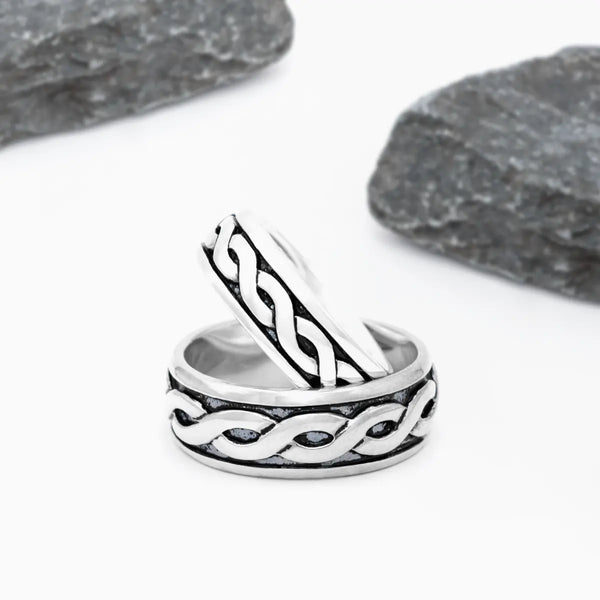 Mens Oxidized Sterling Silver Celtic Knot Ring