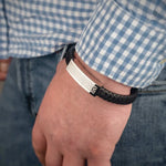 Mens Steel Celtic Black Leather Bracelet