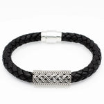 Mens Sterling Silver Celtic Leather Bracelet