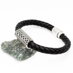 Mens Sterling Silver Celtic Leather Bracelet
