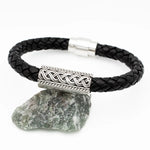 Mens Sterling Silver Celtic Leather Bracelet