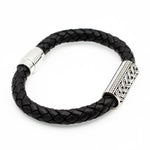 Mens Sterling Silver Celtic Leather Bracelet