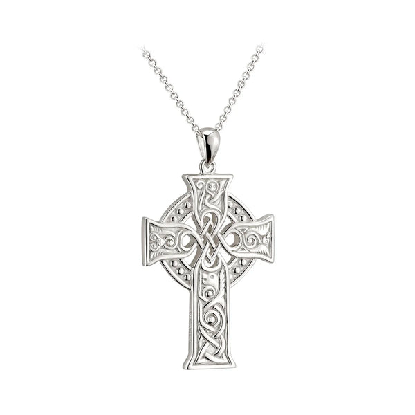 Sterling Silver Large Celtic Cross Four Apostles Pendant