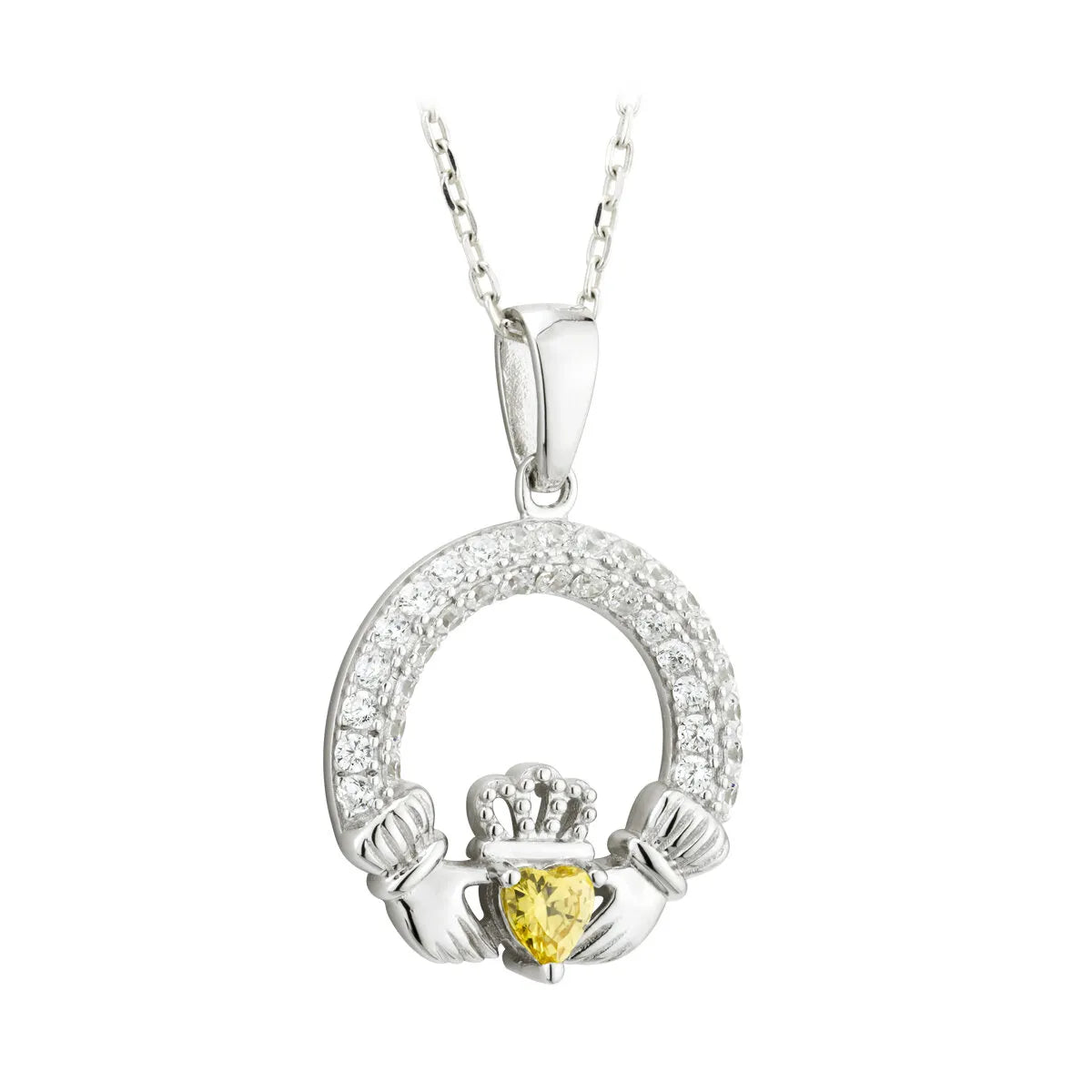 Sterling Silver Claddagh Birthstone Necklace – view 11