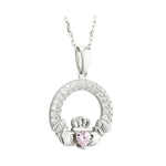 Sterling Silver Claddagh Birthstone Necklace