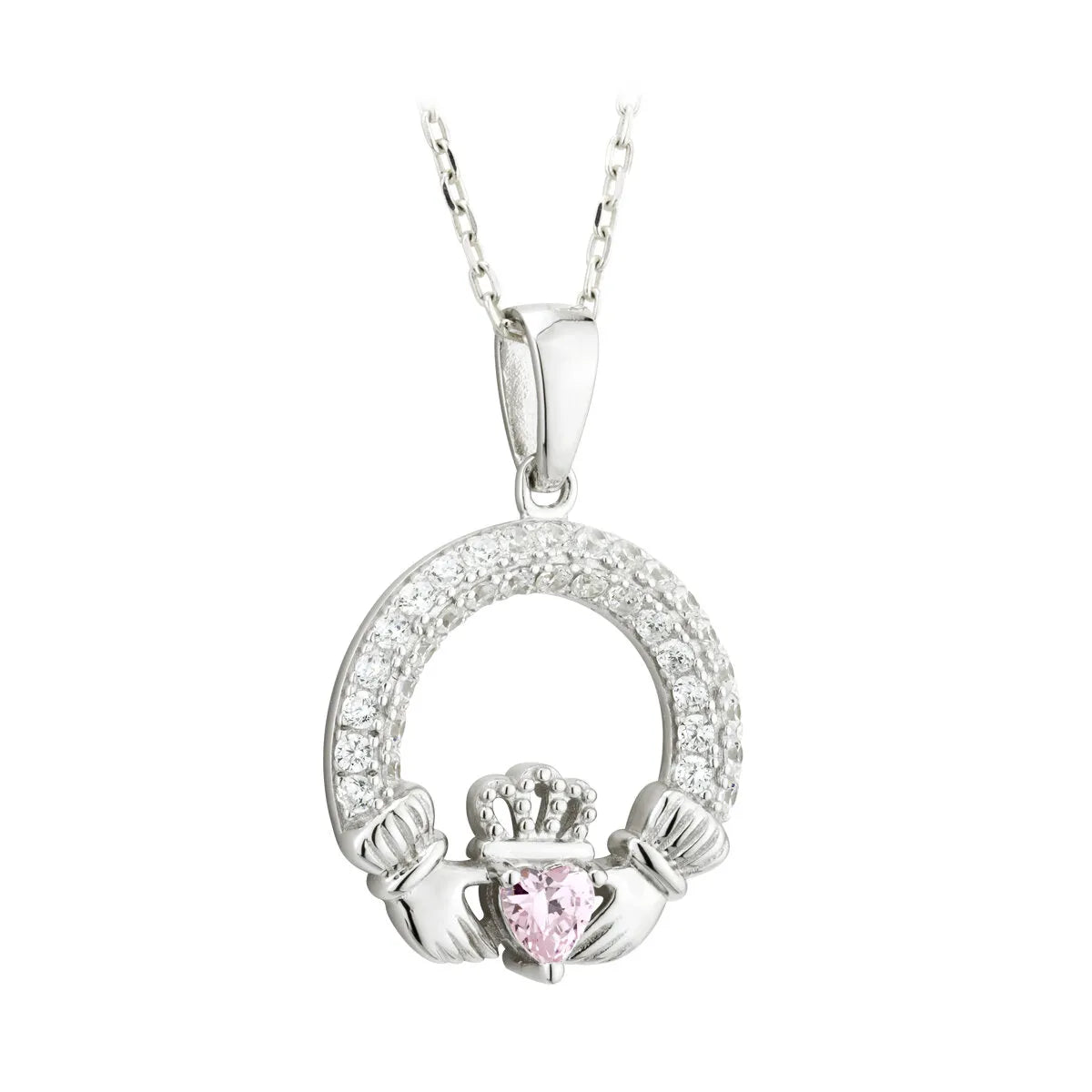 Sterling Silver Claddagh Birthstone Necklace – view 10