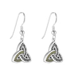 Oxidized Silver Connemara Marble Trinity Knot Earrings