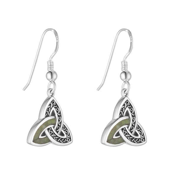 Oxidized Silver Connemara Marble Trinity Knot Earrings
