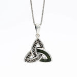 Oxidized Silver Connemara Marble Trinity Knot Necklace