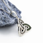 Oxidized Silver Connemara Marble Trinity Knot Necklace