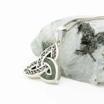 Oxidized Silver Connemara Marble Trinity Knot Necklace