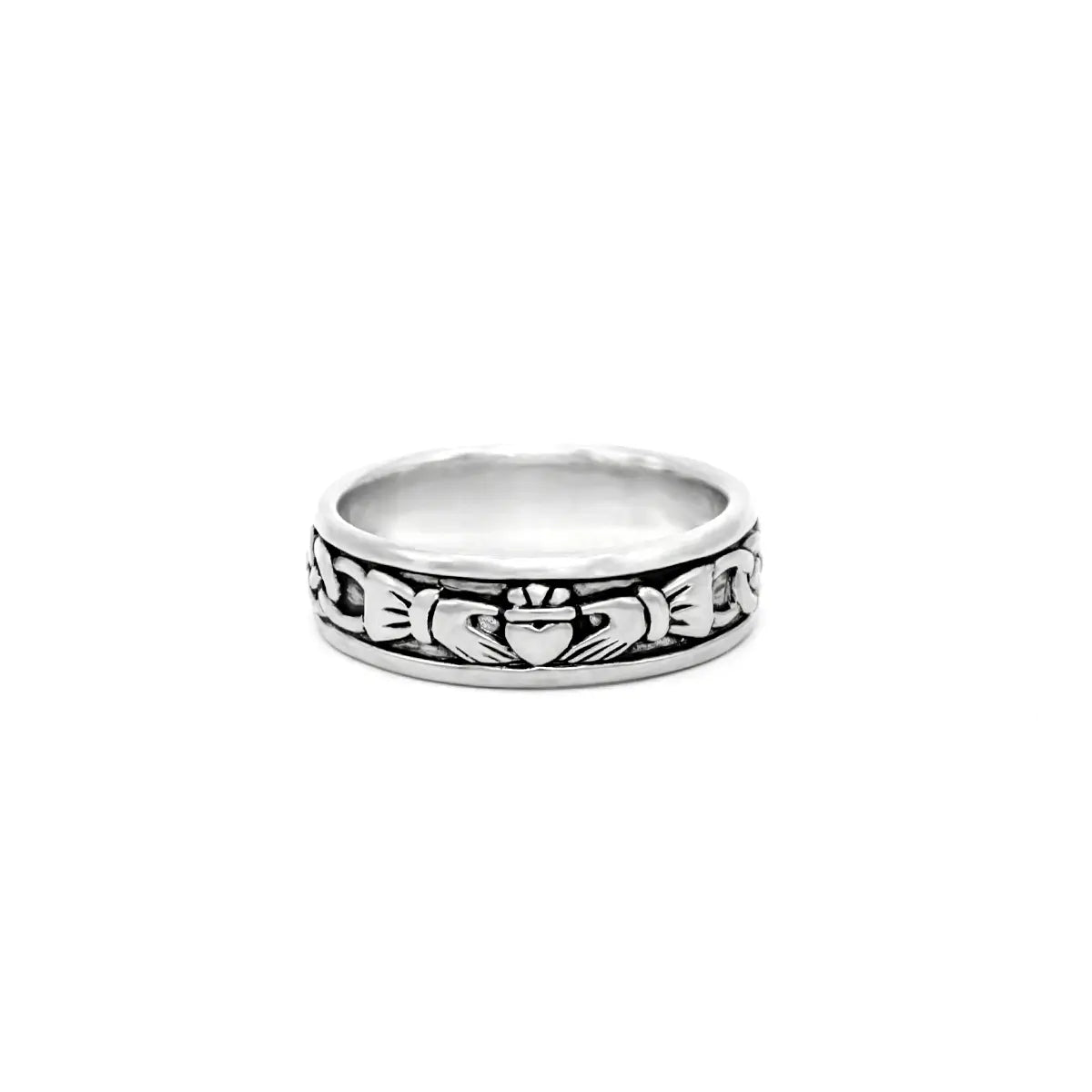 Oxidized Silver Ladies & Gents Claddagh Ring Set – view 4