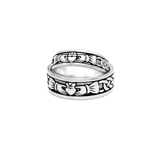 Oxidized Silver Ladies & Gents Claddagh Ring Set