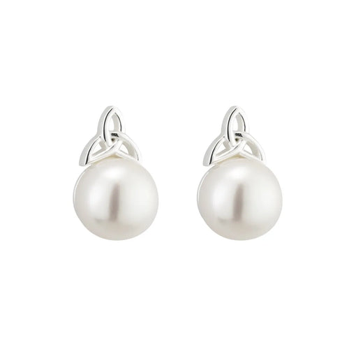 Freshwater Pearl Trinity Knot Earrings