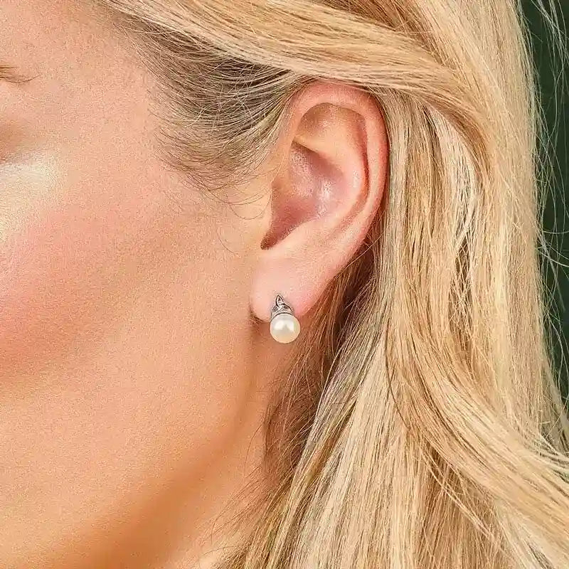 Freshwater Pearl Trinity Knot Earrings – view 5