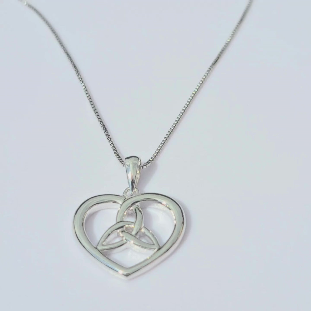 Silver Trinity Knot Heart Necklace