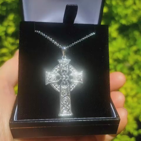 Sterling Silver Large Celtic Cross Four Apostles Pendant