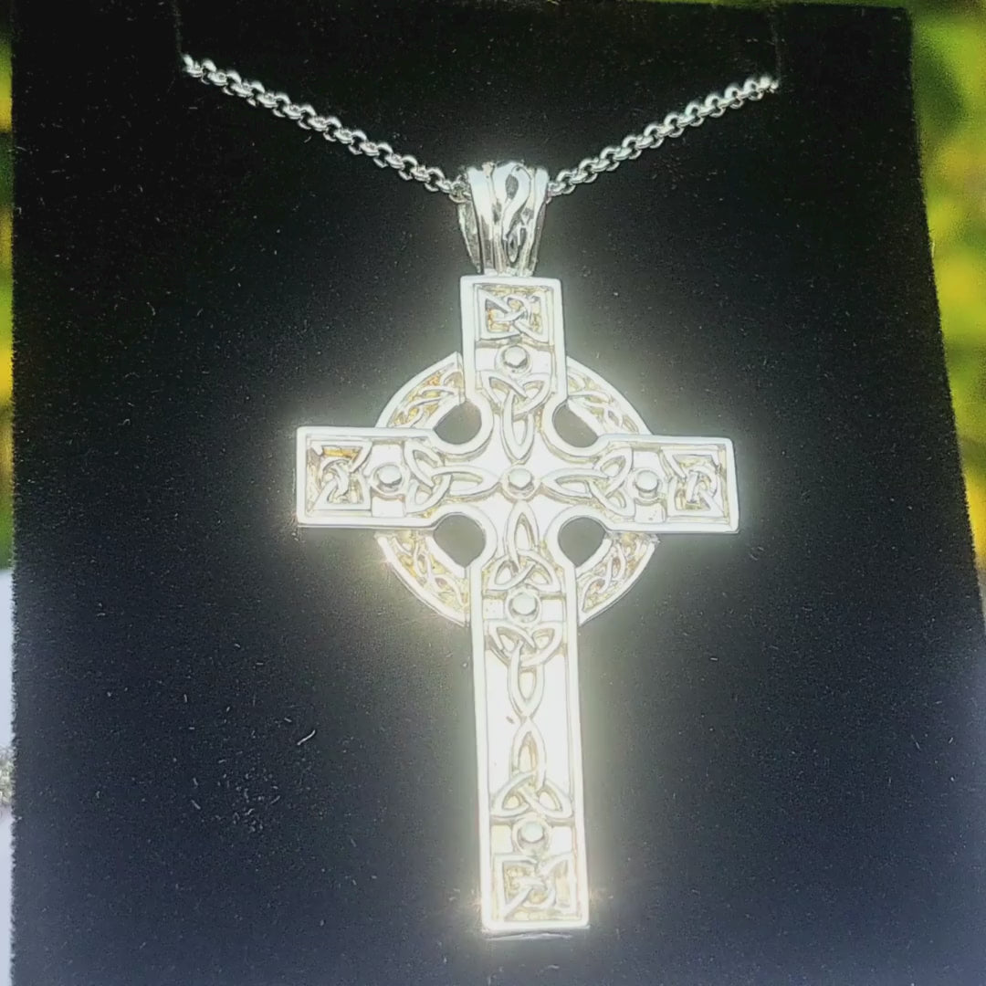 Mens Silver Celtic Cross Heavy Pendant