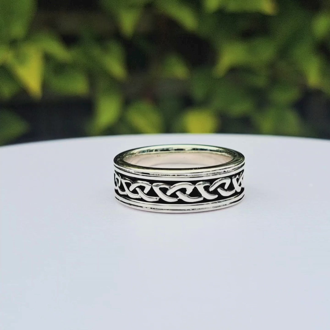 Oxidized Sterling Silver Mens Celtic Ring