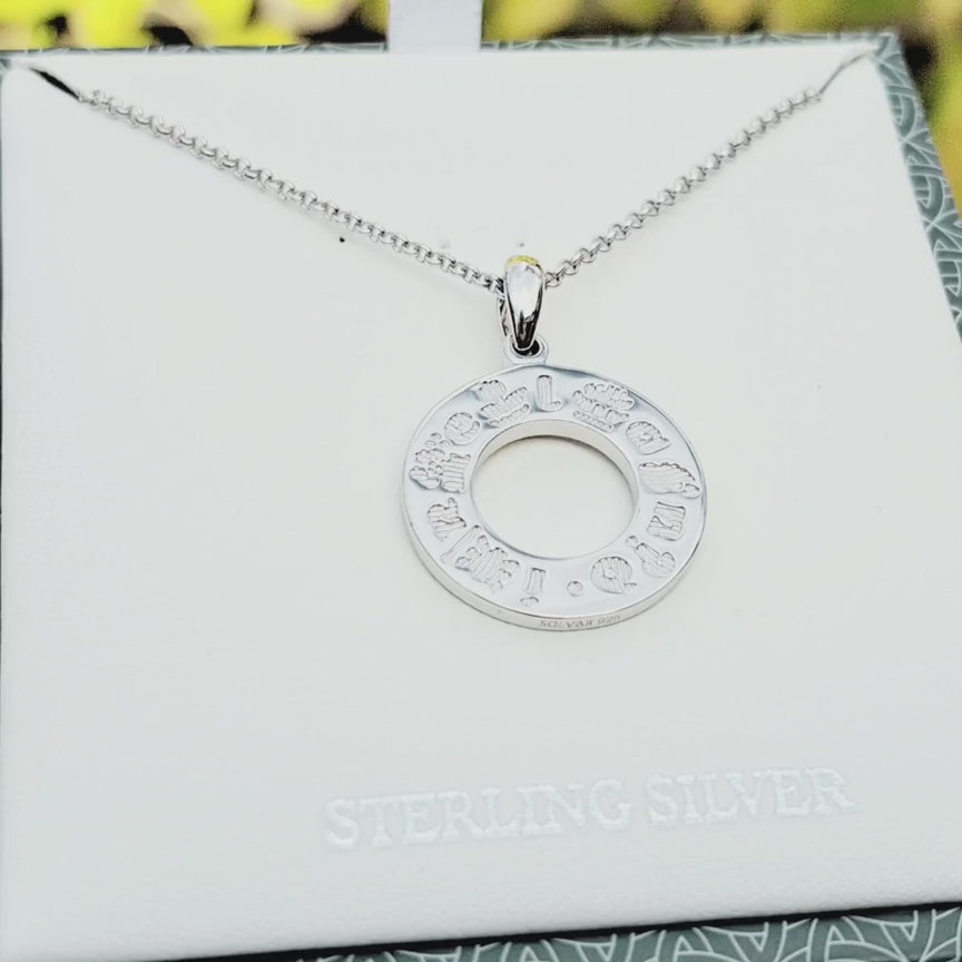 Sterling Silver History of Ireland Doughnut-Shaped Pendant