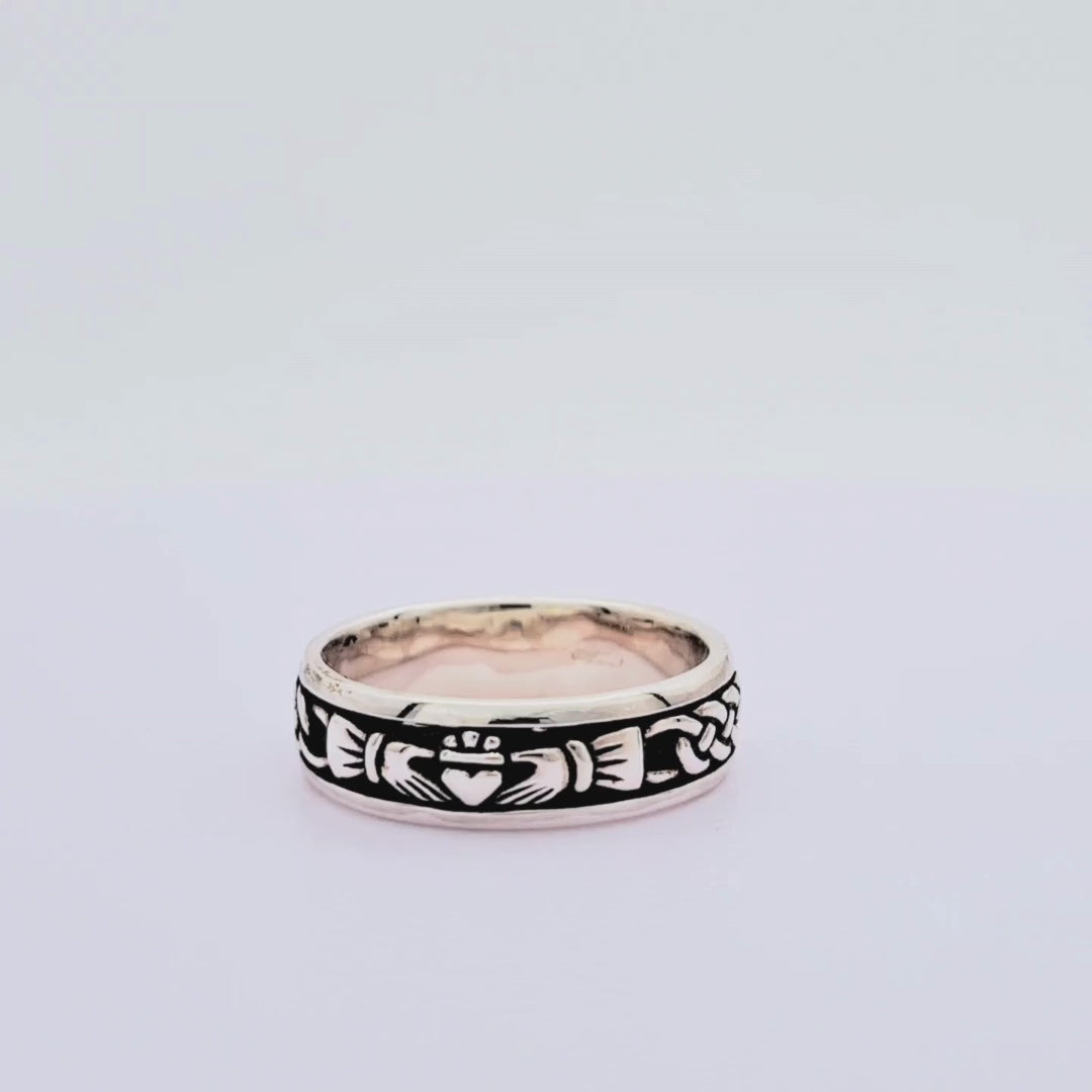 Oxidized Silver Ladies Claddagh Ring