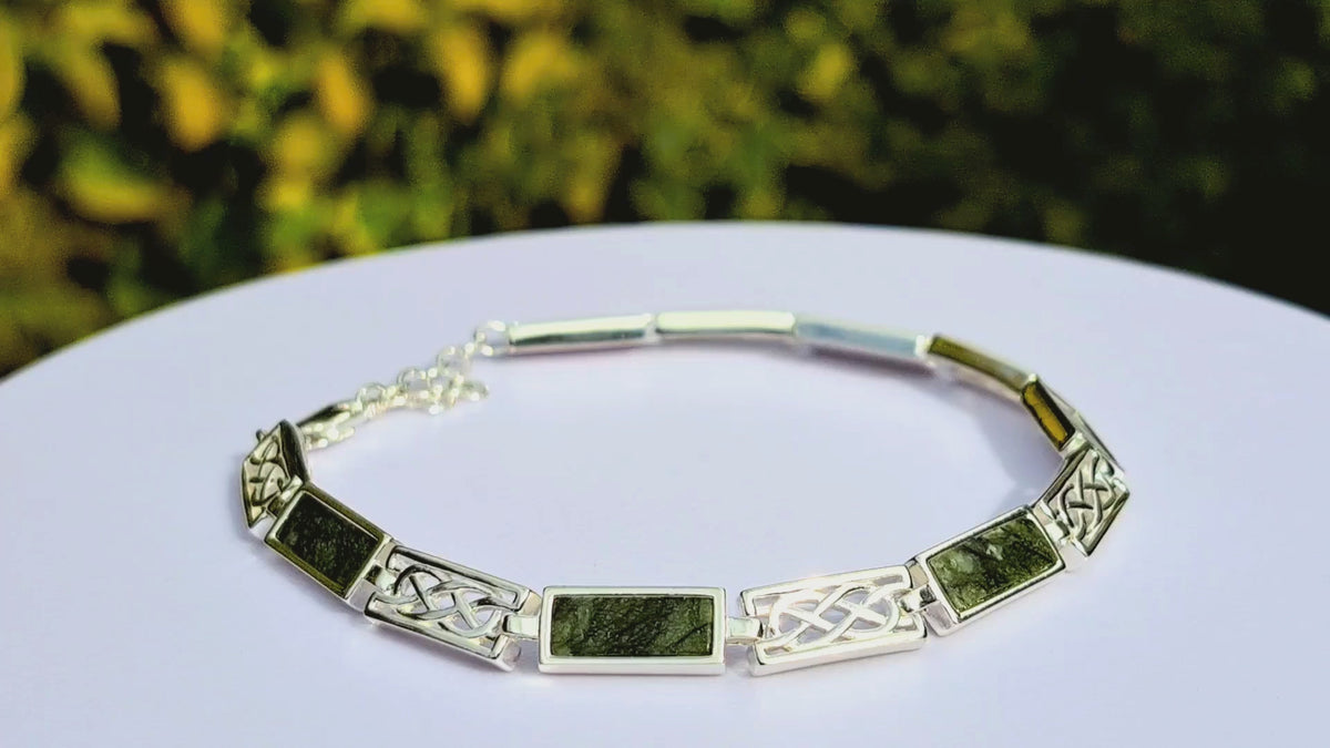 Connemara Marble Sterling Silver Celtic Knot Bracelet