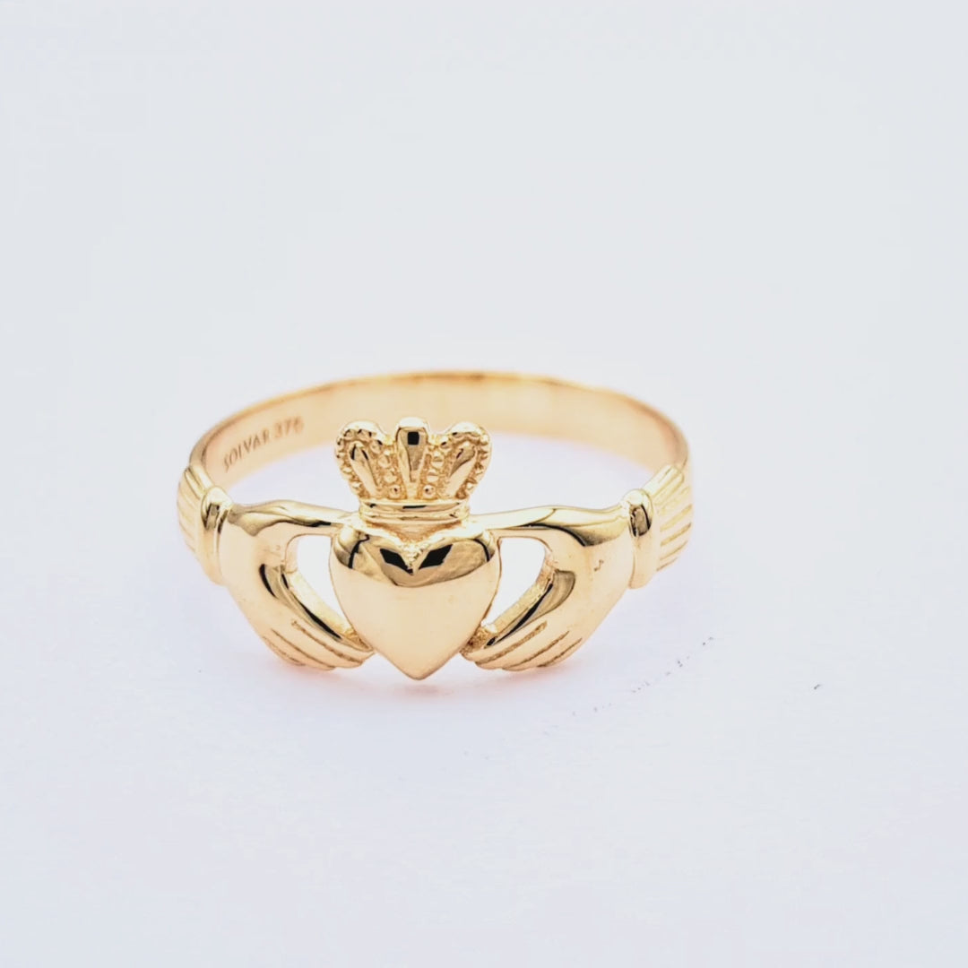 9k Gold Hallow Back Claddagh Ring