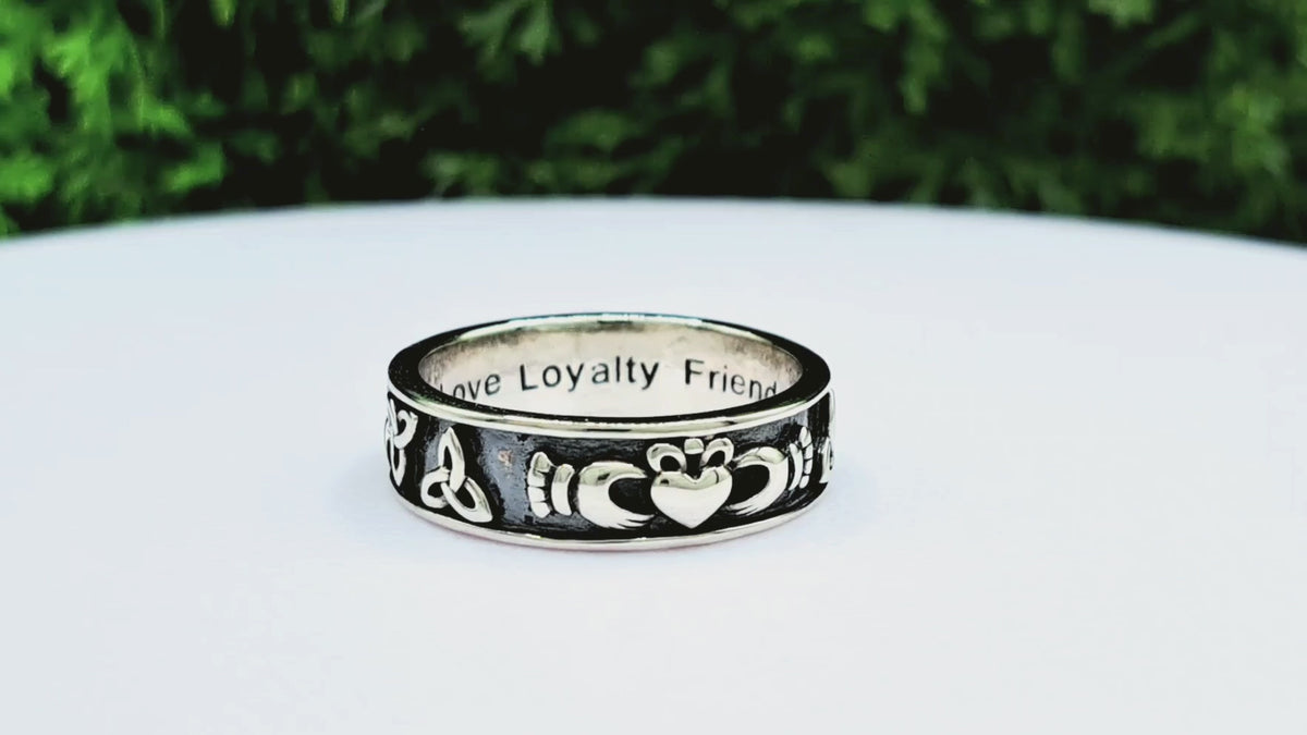 Sterling Silver Claddagh and Trinity Knot Ring