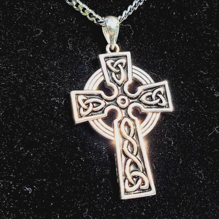 Celtic Cross Pendant in Oxidized Sterling Silver