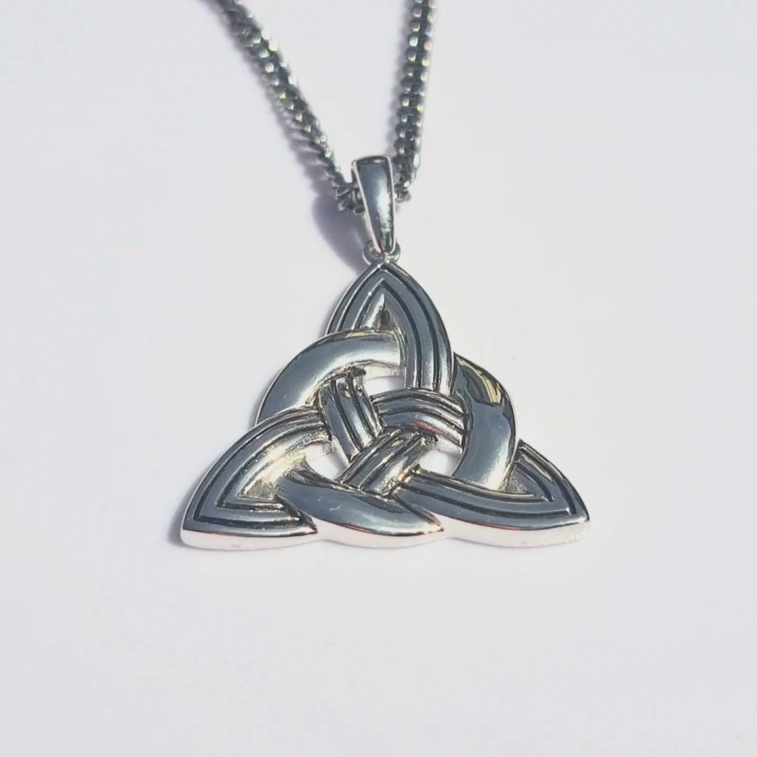 Mens Oxidized Silver Celtic Trinity Knot Pendant
