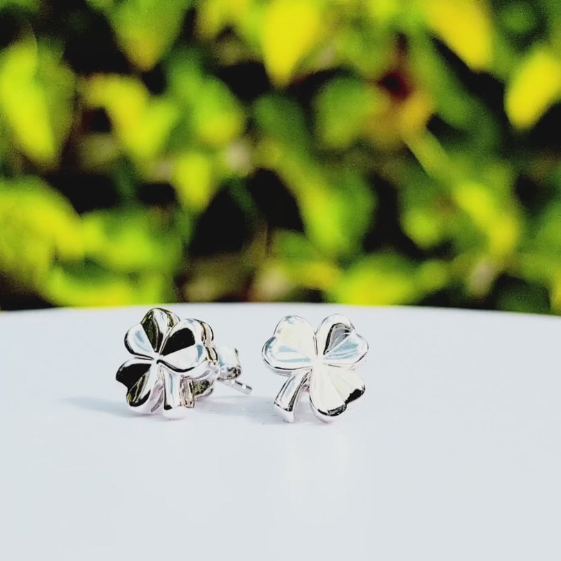 Sterling Silver Irish Shamrock Stud Earrings
