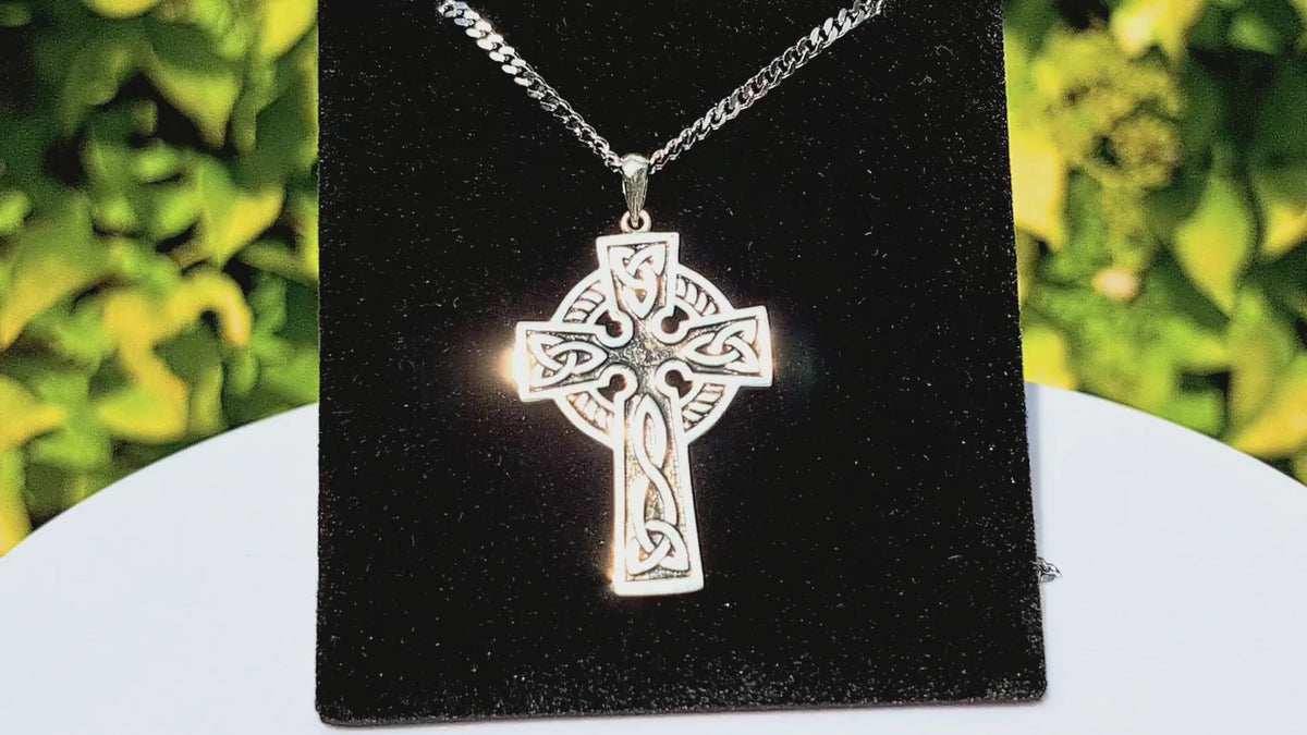 Oxidized Sterling Silver Double Sided Celtic Cross Pendant