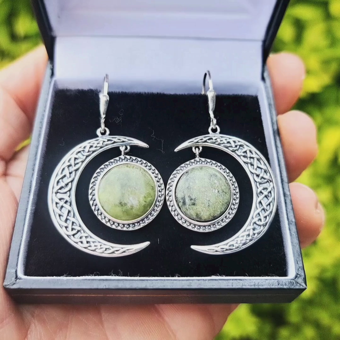 Connemara Marble Celtic Sun and Moon Earrings