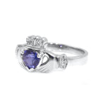 Claddagh Engagement Ring With Heart-shaped Precious Gemstone And Diamonds